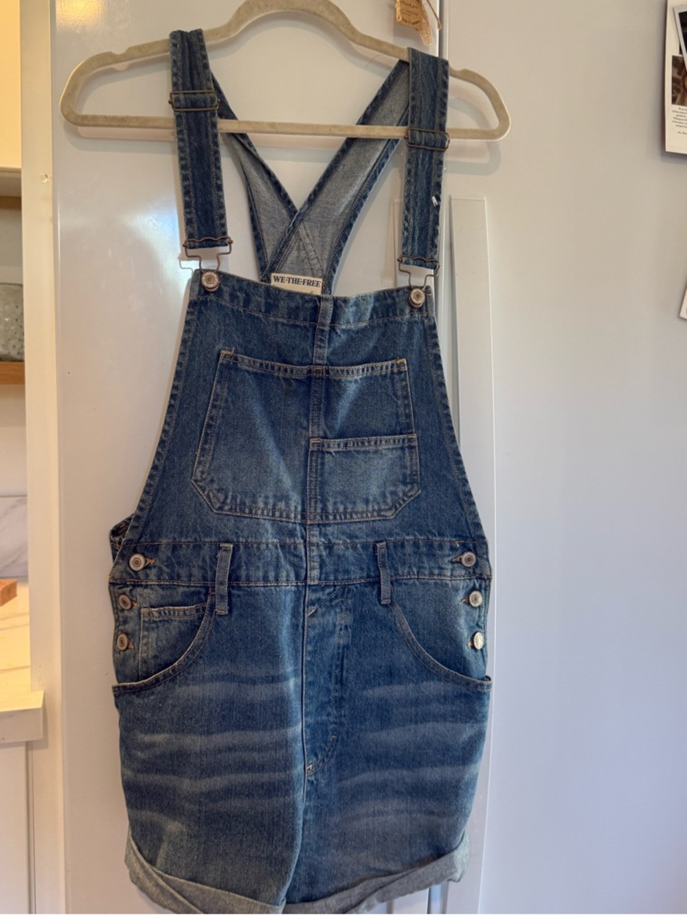 Free people denim jean overalls